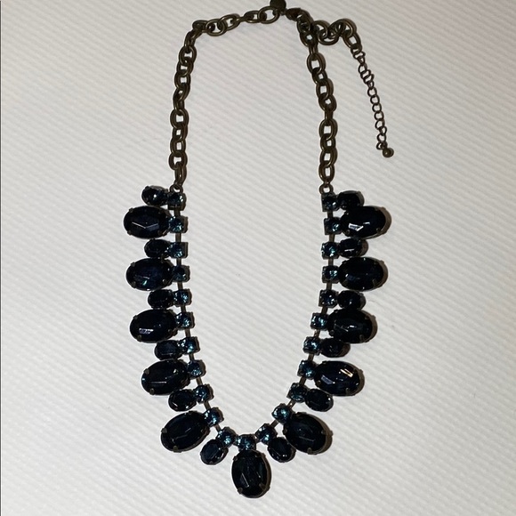 J. Crew Black and Blue Necklace Striking Bib Design - Picture 3 of 6